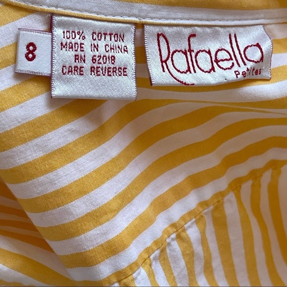 Rafaella Petites Button Down Shirt in Yellow and White Stripes size 8 - Picture 3 of 11